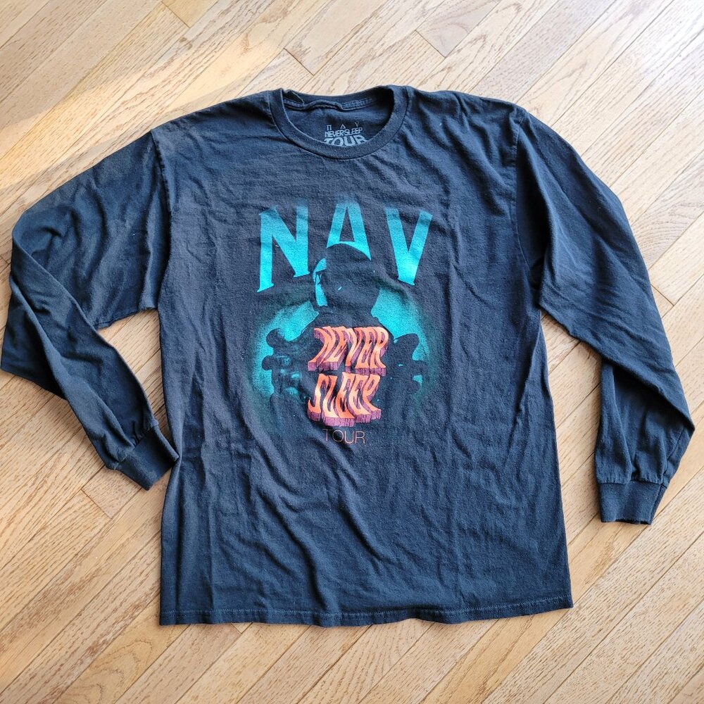 Nav The Never Sleep Tour 2023 Black Long Sleeve Concert Merch Tee Shirt